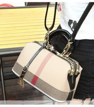 Load image into Gallery viewer, Ladies Hand Bag 2018 Women Canvas Leather Handbags Purses Plaid Doctor Bag High Quality Big Capacity Female Shoulder Bag Black